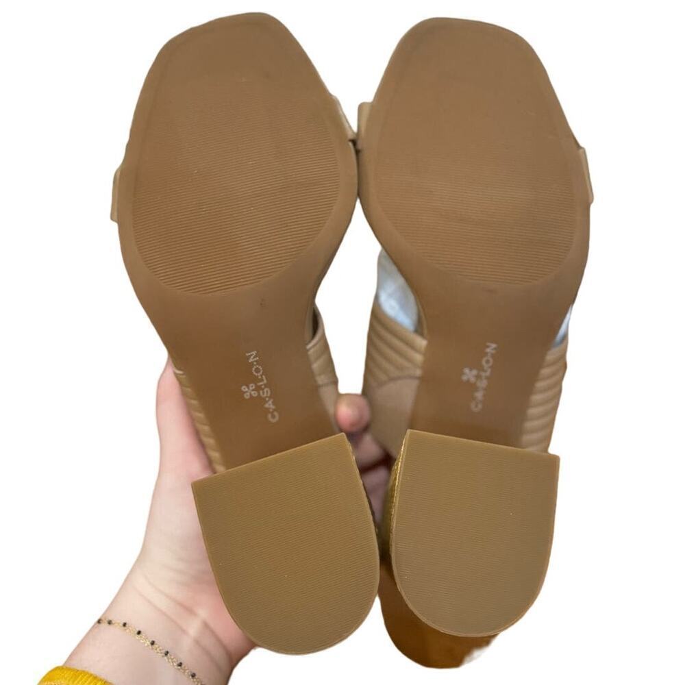 Caslon Tan Leather Block Heel Mule Sandals Open Toe Slide Size 10 NWOB - Picture 7 of 7